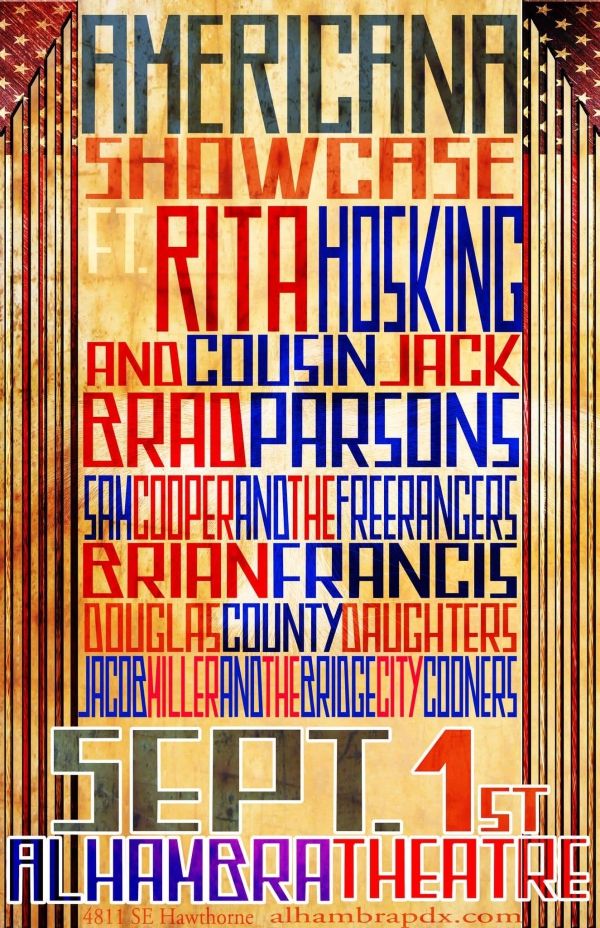 Concert poster for an Americana Showcase featuring Rita Hosking on September 1