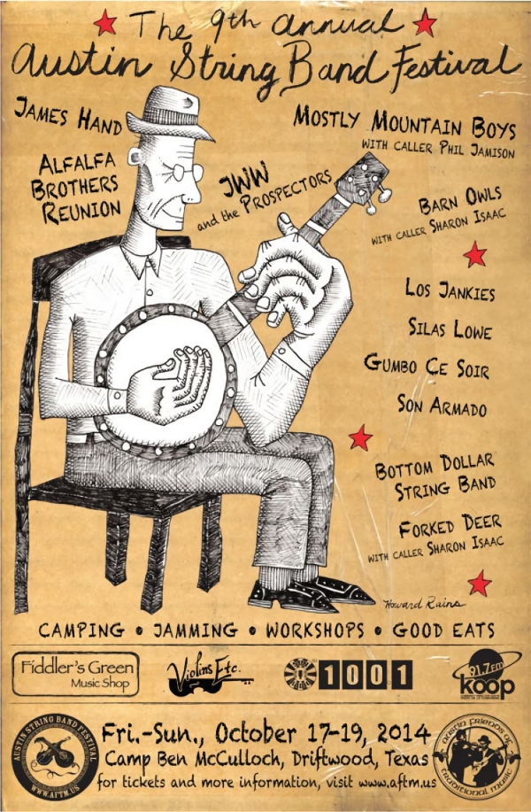 Concert poster for the 9th annual Austin String Band Festival