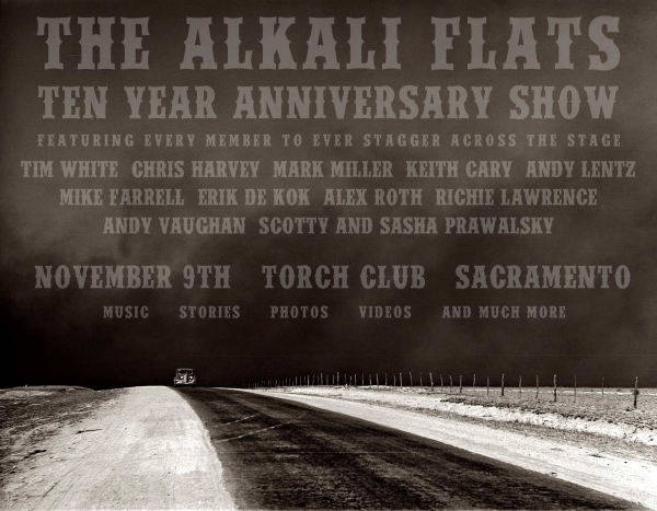 Concert poster for the Alkali Flats ten year anniversary show