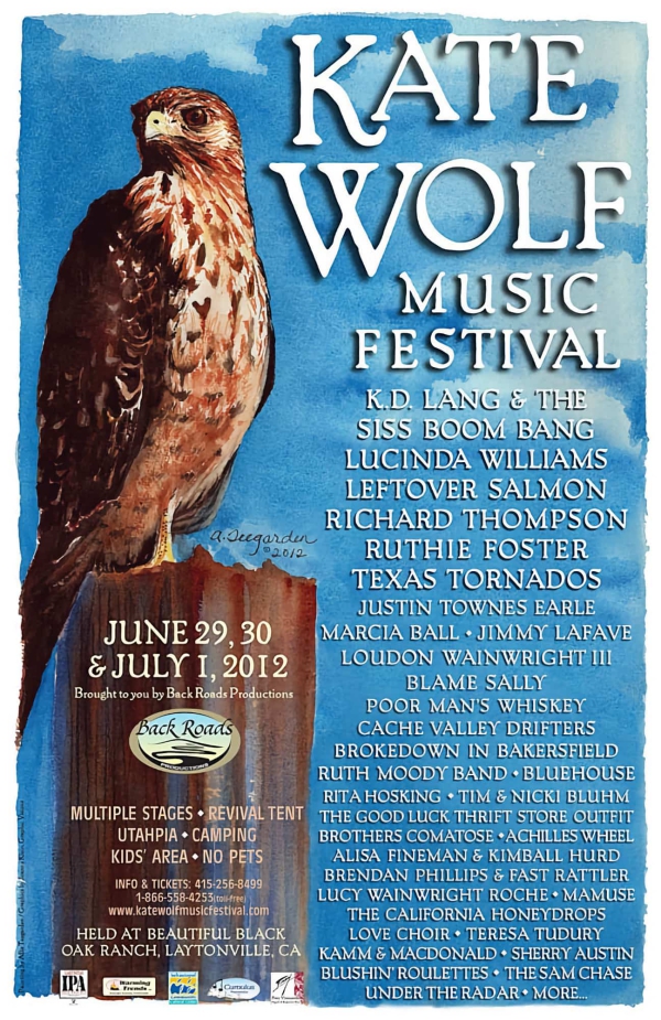 Festival poster for the 2012 Kate Wolf Festival